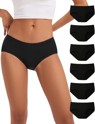INNERSY Mutande Donna Cotone Elasticizzato Slip Vita Bassa Sexy Nero Pacco da 6 (M-EU 40, Nero)