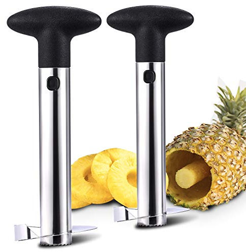 Yizerel 2 Pack Stainless Steel Pineapple Corer Cutter Slicer Peeler Core Remover Dicer Sharp Blades for Diced Fruit Rings