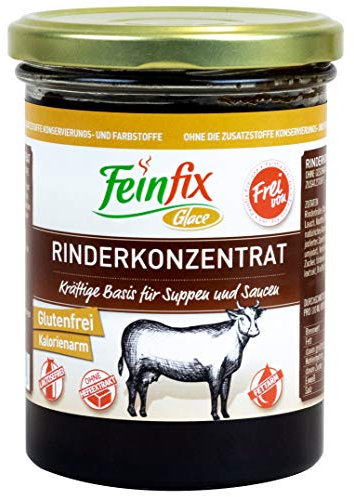 Feinfix Rinderkonzentrat 420g für 10 Liter Rinder-Fond | für Suppe und Sauce | Rind Fond Konzentrat Frei von | Glutenfrei | Kalorienarm | Laktosefrei | Ohne Hefeextrakt | J3-FZJ7-2AEK