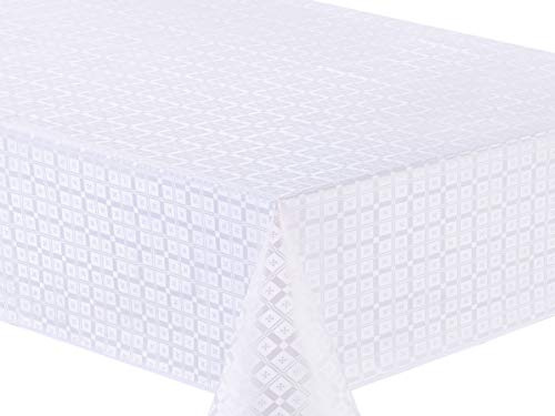 Home Direct Wachstuch Tischdecke Abwaschbar Eckig geprägt 140 x 200 cm Weiß