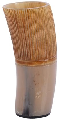 Handicrafts Home 6 Inches Horn Viking Drinking Mug Cups- for Ale Beer Wine Soft Drink Tankard Mead Medieval Tumbler (6 Inches, Striped)