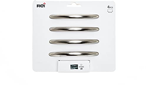 REI BLISTER CON 4 TIRADORES DE MUEBLE TIPO ASA FABRICADO EN ZAMAK ACABADO NÍQUEL SATINADO MOD.153 ENTREPUNTOS 96mm