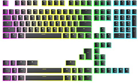 Ranked Pudding v2 PBT-Tastenkappen | 145 Double Shot Transluzent ANSI US- und ISO-Layout | OEM-Profil für mechanische RGB-Gaming-Tastatur (Schwarz)