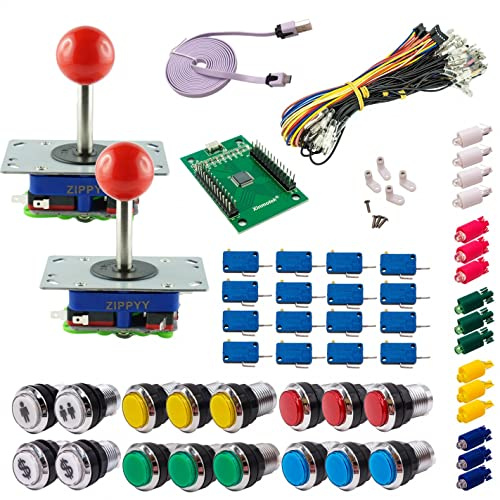 Kit Arcade Personnalisable 2 Joueurs Boutons Lumineux Joysticks Zippyy Tige Longue Carte XinMoTek