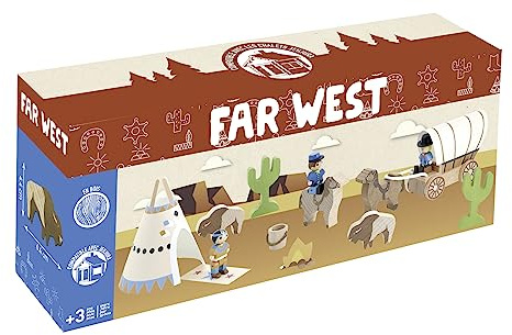 Jeujura - Far West - Jeu de Construction dès 3 Ans - 8277 | Accessoires jeux de construction Far West - Personnages,animaux et accessoires - Jeu pour enfant - Fabriqué en France