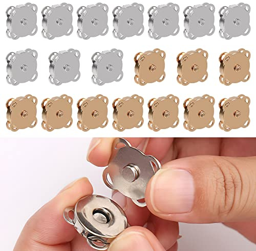 20 Paia Bottoni Magnetici Materiale Metallico.Scatto Magnetico in Metallo da 18 mm.Bottone Magnetico Da Cucire Fai Da Te.Chiusura Magnetica Bottoni Automatici Magnetici per Borse(Colore Oro/Argento)