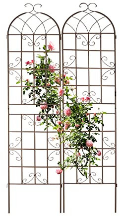 Relaxdays Rankgitter Metall, 2er Set, Rankhilfe für Kletterpflanzen, zum Stecken, Rankspalier HxBxT: 220x52x2 cm, braun