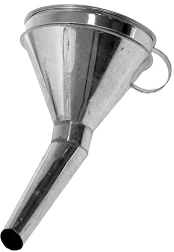 Fuel Funnel Angled with Fine Mesh Filter Strainer for Easy Refilling, Lightweight Metal Funnel, Practical, Versatile
