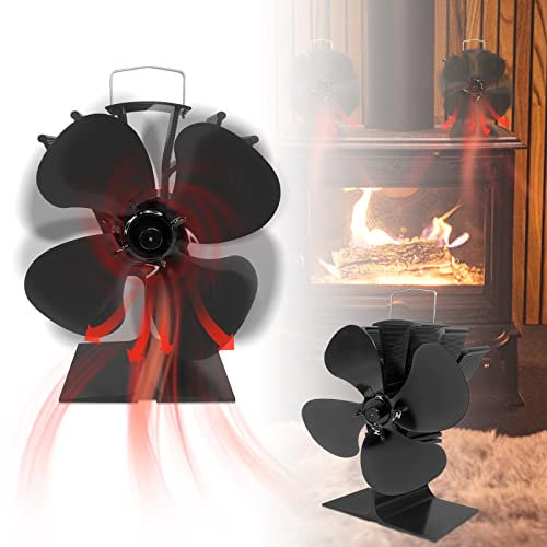 ACXIN Ventilador de chimenea de 4 hojas sin electricidad, ventilador de chimenea, funcionamiento térmico, ventilador sin corriente, ventilador de horno rápido poco ruido, estufas de leña estufas