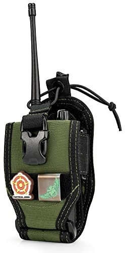 TACTICAL GEEK EXT10 Universal-Funkgerättasche, Molle-Holster-Zubehör für Walkie-Talkies, Tragetasche für Walkie-Talkies aus Nylon, verstellbare Funkgerätehalterung für tragbare Geräte, Grün