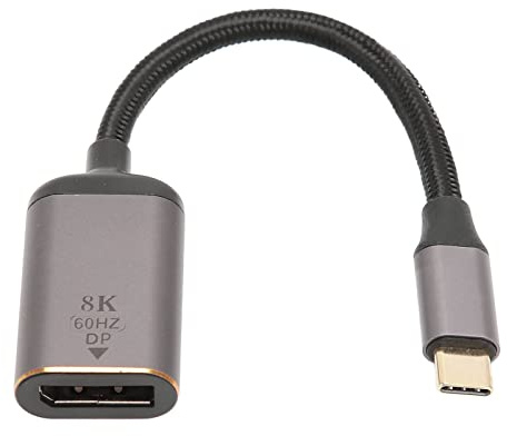 Adattatore da USB C a DisplayPort, Larghezza di Banda 32,4 Gbps Plug and Play Adattatore da USB C Maschio a DP Femmina 4K 144Hz HDR Lega di Alluminio per Ufficio