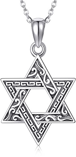 ONEFINITY Star Of David Necklace for Women 925 Sterling Silver David Star Pendant Necklace Star Of David Jewellery Gifts For Men (star of daivd 1)