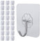 Relazoom 24 PCS Self Adhesive Hooks - 33lb Max, Transparent Stick on Hooks for Hanging - Heavy Duty Sticky Wall Hook for Hanging Coat, Towel, Picture, Keys - Bath & Ceiling Hooks