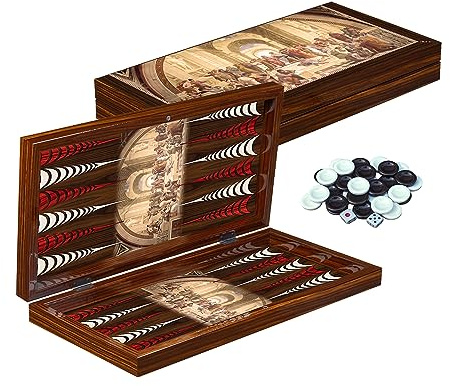 PrimoLiving Deluxe Holz Backgammon Spielset Planton S – 28,5 x 28 cm