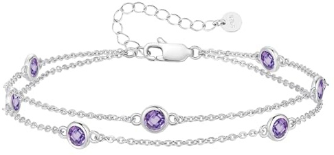 LOUISA SECRET Doppelkette Armband Damen 925 Sterling Silber Zirkonia Gold | Armbänder Verstellbar Valentinstag Muttertag Geburtstags Weihnachten Geschenk für Sie Frauen Freundin mama