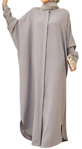 Obelunrp Muslimische Kleider für Frauen, Langarm lose Abaya -Kleid, eine Größe muslimisches Gebetskleid für muslimische Frauen