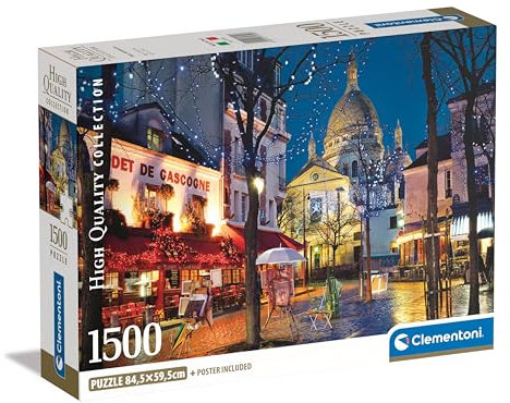 Clementoni Jigsaw Puzzle Collection - Paris Montmartre 1500 Pieces - Poster Included, Puzzle For Adults 14-99 Years, Gift For Men/Women, City, Paris, France, Made In Italy, 31709