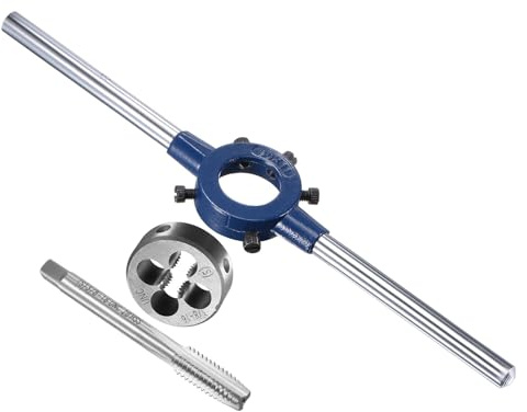 CoCud Juego de Mango de Terrajas Y Machos Terraja Unc 3/8-16 para 20mm-30mm OD/Macho M9-M11 Kit de Herramientas de Roscado de Alta Velocidad de Acero para Tornillos Llaves