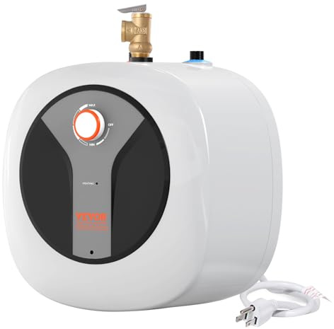 VEVOR Mini chauffe-eau électrique de 12,7 l, stockage de chaudière à eau chaude de 1440 W, valve de pression de température de sécurité, facile à installer, pour salle de bain Kichen, restaurant