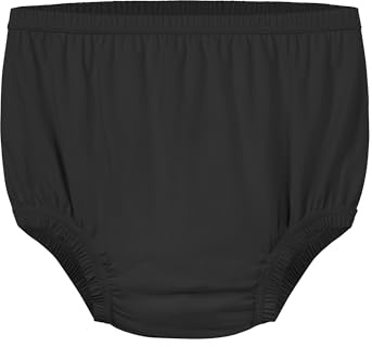 Adult Diaper Cover Silent Waterproof Plastic Rubber Pants for Incontinence Leak Protection with Light Absorbent Layer (Black, Medium)