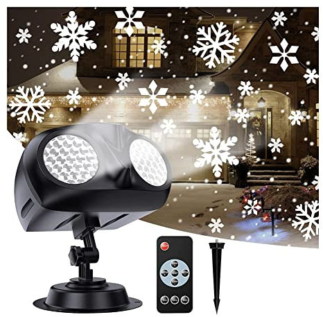 Proyector de luces de copo de nieve de Navidad, proyector LED impermeable con control remoto, lámpara de proyección LED giratoria mejorada para Halloween, fiesta de Navidad, jardín de vacaciones