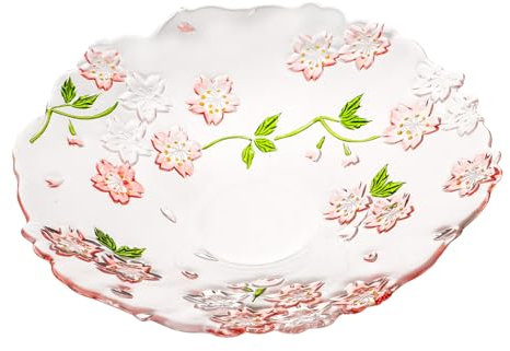 CANIGHT Blumenmuster Servierplatte Handgefertigter Japanischer Kirschblüten Teller Für Snacks Desserts Und Obst Dekorative Glasplatte Für Hochzeiten Und Partys Mehrzweck-deko-tablett