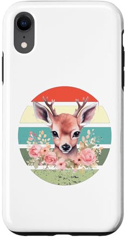Coque pour iPhone XR Bois de cerf fleurs de bébé pastel nature roses charme plus