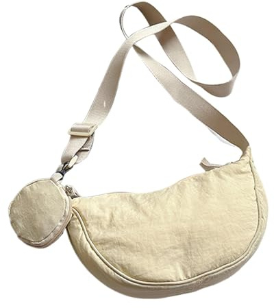 Borsa a tracolla a mezzaluna, Borsa a tracolla a mezzaluna,Borsa a tracolla piccola a tracolla elegante e casual - Borsa a tracolla piccola casual, borsa a mezzaluna in nylon con tracolla regolabile p