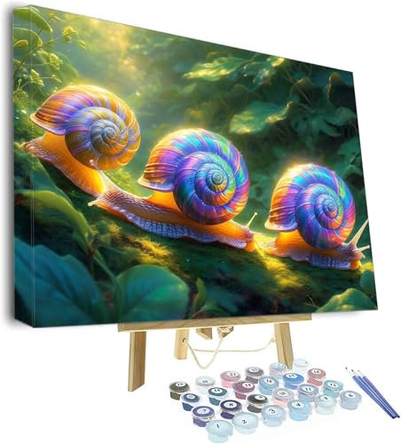 Malen Nach Zahlen Erwachsene, Tier Paint by Numbers Adult, Schnecken DIY Handgemalt Ölgemälde Mit 3 - Pinseln und Acrylfarbe Knitterfreie Leinwand Kit, Wand Deko Bilder Ohne Rahmen, 120x80cm P-637