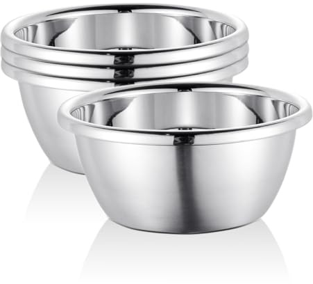 WANBY Edelstahl-Schüssel-Set, 1,5 l, große Salatschüsseln, unzerbrechlich, spülmaschinenfest, für Küche, Zuhause, Camping, Outdoor, Party, Grillen (4)