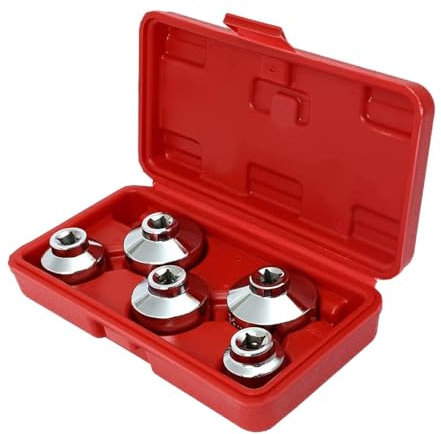 RCBCPLGLNK 5x Universal Oljefilterlock Skiftnyckelsocket Set 24mm 27mm 32mm 36mm 38mm med en förvaringsväska Borttagningsverktyg Passar for Hyundai Passar for Nissan Hylsuttag