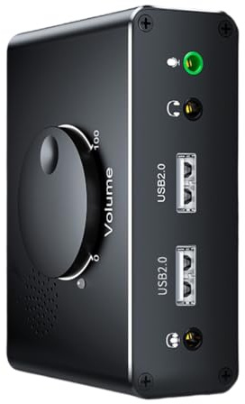 USB Hub Adapter External Sound Card 3.5mm Headphone with Mic Volume Control USB 2.0 Hub for Laptop PC