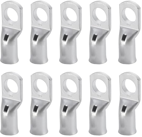 10 Stück Rohrkabelschuhe M8 16mm², Ringkabelschuhe Kabelschuhe SC16-8 Unisolierte KabelQuetschverbinder aus verzinntem Kupfer, für Erdungskabel, Hohe elektrische Leitfähigkeit, und Korrosionsbeständig