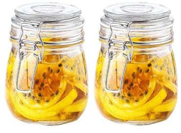 Qtuie Contenitore anticorrosione 500 ml con Swing Top Set 2 coperchi per contenitori, vetro di fermentazione sigillato, contenitore anticorrosione 500 ml per protezione cucina, cereali, zucchero