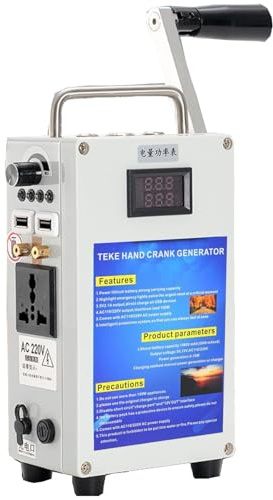 DowPie Generatore di Emergenza da Esterno da 200 W, generatore Portatile a manovella, Piccolo Alimentatore 110 V/220 V CC 12 V USB 5 V, per emergenze, Campeggio e interruzioni di Corrente 27AH/200W