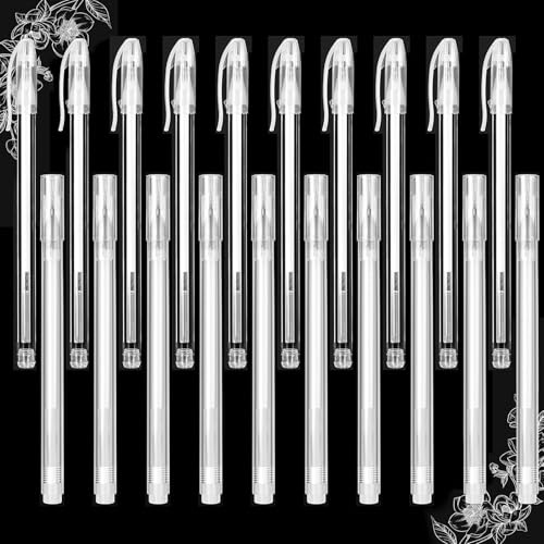 YNOUYRS Set mit 20 weißen Gelstiften, 0,6 mm 0.8mm, Strichstärke, fineliner set, reifenstift weiß wasserfest, wasserfeste weiße Stifte zum Malen, Kunstdesign, Skizzieren