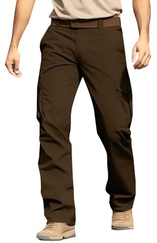 Generico Pantaloni da Lavoro Uomo Tuta da Lavoro Uomo Gamba Dritta con Tasche Elastico Leggero Outdoor Morbidi Sportivi Vita Alta Comodi Abbigliamento 2#caffè M