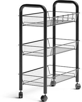 Vicco Rolling container Tarro, Black, 45 x 64 cm with 3 storage compartments