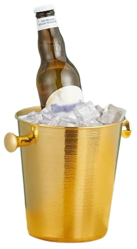 Isbehållare, Champagnehink i rostfritt stål med tång, flerfärgad, 2 liter, 5, for utomhusfester(Gold,5L)