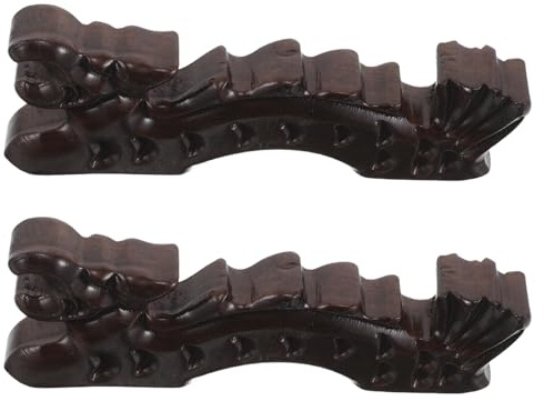 Mipcase Dragon Shape Brush Rest for Artists 2pcs Wooden Paint Brush Stand | Chinese Calligraphy Brush, Watercolor Brush Rest, Brown Carved Holder for Tidy Desk