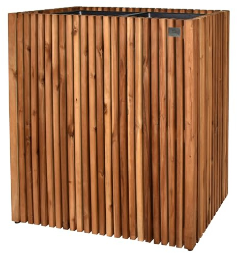 lamorenda Raumteiler Pflanzgefäß Pflanzkübel Blumenkübel Holz Akazie inkl. Kunststoffeinsatz 66 x 36,5 x 72 cm Braun