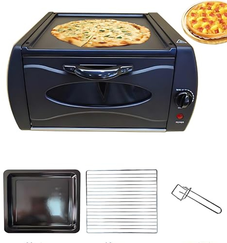 Mini forno elettrico per pizza con piastra superiore in alluminio e coperchio in vetro per uso domestico, ideale per focacce, chapati, roti e naan