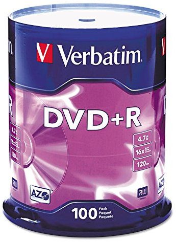 Verbatim Disco grabable de 4,7 GB hasta 16x de la Marca DVD+R 100 husillo de Disco 95098