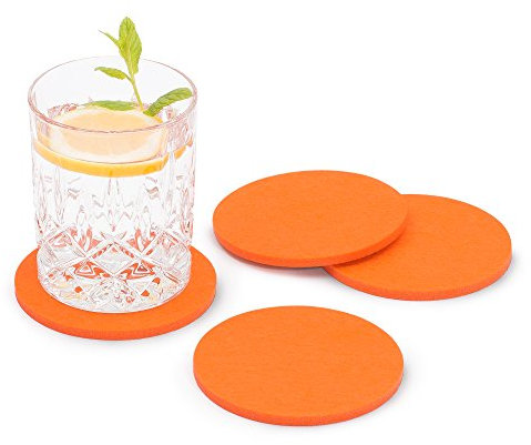 FILU Filzuntersetzer rund 8er Pack (Farbe wählbar) orange - Untersetzer aus Filz für Tisch und Bar als Glasuntersetzer/Getränkeuntersetzer für Glas und Gläser