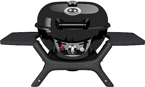 Outdoorchef Kompaktgrill „Minichef 420 G“ | Kugelgrill für saftige Steaks ohne Wenden | Gasgrill klein für Balkon und Camping – Ø 42 cm mit 4.2 kW, 18.128.06, Schwarz, 78 x 53 x 43 cm