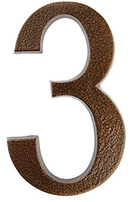 HUBER Hausnummer 3 aus Aluminium 20 cm I Hausnummern für Haus & Tür I Hausnummer XL I Hausnummernschilder in edlem Kupfer 3D Design, pulverbeschichtet