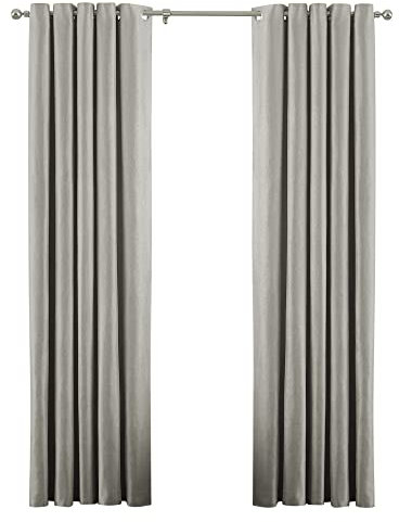 Riva Paoletti Atlantic Ringtop Eyelet Curtains (Pair) - Natural Beige - Woven Twill Fabric - Ready Made - 100% Polyester - 168cm width x 137cm drop (66 x 54 inches) - Designed in the UK