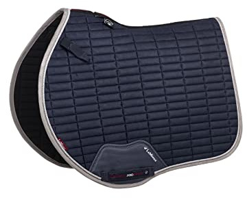 LeMieux Show Jumping Suede EuroJump Square Saddle Pad - Saddle Pads for Horses - Equestrian Riding Equipment and Accessories - (Navy - Large)