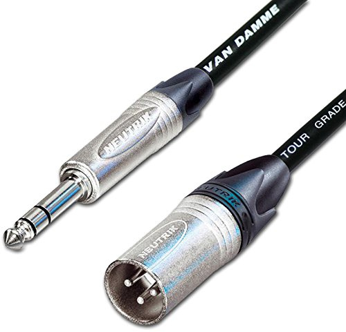 Male XLR to ¼ TRS Jack Lead. Balanced Van Damme Mic Cable. Short 10m 6m 3m 20m (10m, Black)