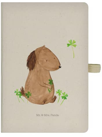 Mr. & Mrs. Panda notizbuch Hund Kleeblatt - Geschenk, A5 Heft, Tagebuch, Journal, Süß, Viel Glück, Adressbuch, Sprüche